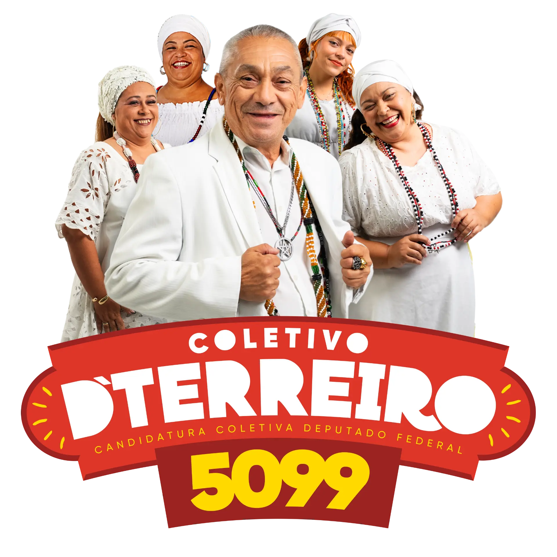 Pai Gerson com integrantes do Coletivo D Terreiro e a marca 5099
